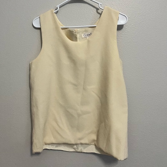 Cassidy Tops - VTG Cassidy Sleeveless Butter yellow 100% wool top made in USA Coastal Grandma